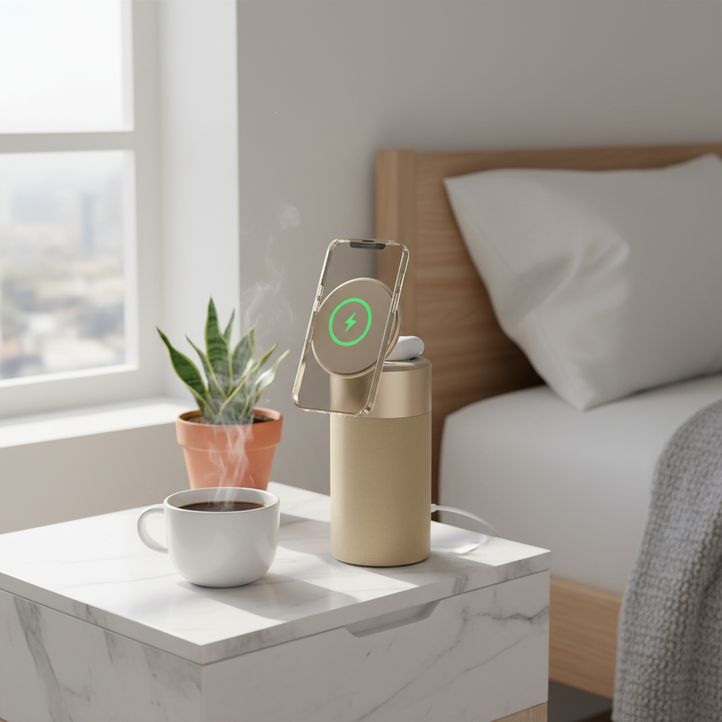 Chargeur Sync 3-en-1 : Chargeur + Enceinte Bluetooth + Lampe tactile